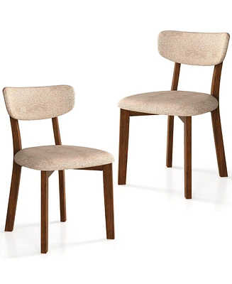 Gouun Dining Chairs Set of 2 Upholstered Mid-Back with Solid Rubber Wood Frame