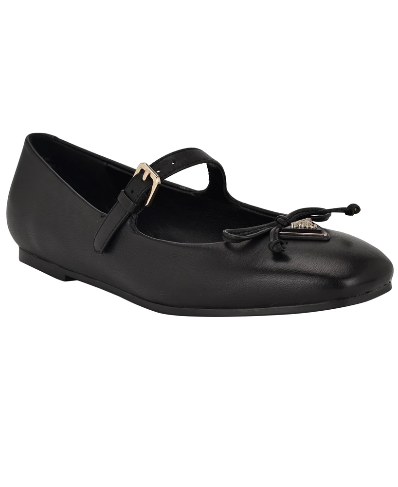 Guess Women's Kayra Square Toe Mary Jane Bow Ballet Flats