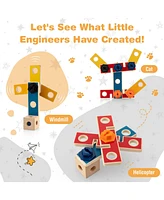 Skonyon Wooden Pretend Play Workbench Set with Blackboard for Toddlers Ages 3+