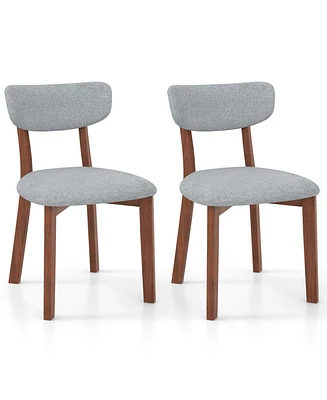 Gouun Dining Chairs Set of 2 Upholstered Mid-Back Chairs with Solid Rubber Wood Frame