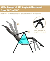 Gouun Patio Back Adjustable Rattan Folding Lounge Recliner