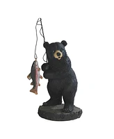 Fc Design "2-pc Gift Set" 5"H Black Bear Salmon Fishing on Rock Figurine Statue Ornament Home Room Office Decor and Perfect Gift Ideas for Housewarmin