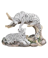 Fc Design "2-pc Gift Set" 9"W White Tiger Couple Figurine Statue Ornament Home Room Office Decor and Perfect Gift Ideas for Housewarming, Holidays and