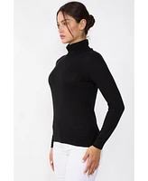 Jennie Liu Women's 100% Cashmere Turtleneck Sweater | Tissue Weight Sweaters