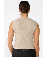 Jennie Liu Women's 100% Cashmere Crewneck Chunky-knit Sweater Vest