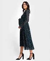 Seraphine Maternity Pleated Spot Dress