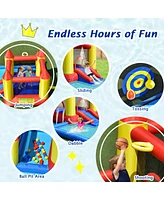 Gymax Inflatable Water Slide Castle Kids Bounce House Indoor & Outdoor w/ 480W Blower