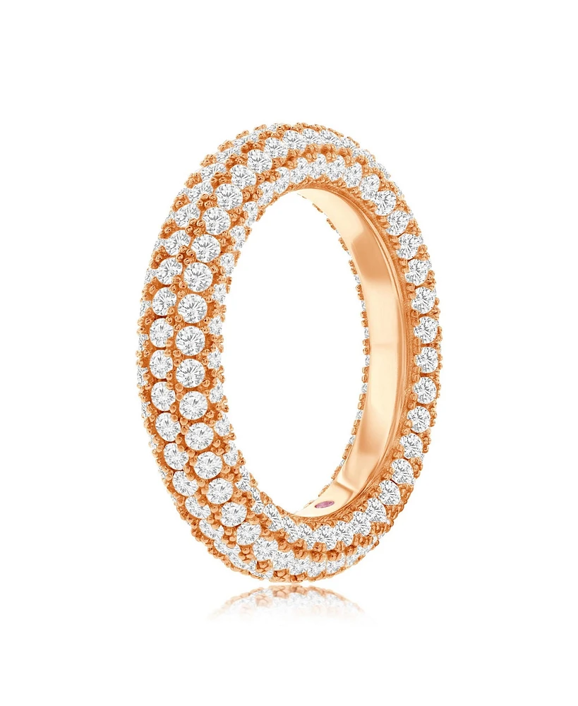 Suzy Levian Sterling Silver Cubic Zirconia Pave Round Eternity Band
