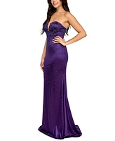 Say Yes Juniors' Rhinestone-Embellished Satin Gown, Created for Macy's