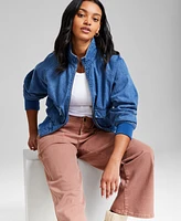 And Now This Petite Denim Bomber Jacket, Exclusively at Macy's