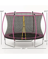 Soozier 10ft Outdoor Trampoline with Net Enclosure, Curved Poles,