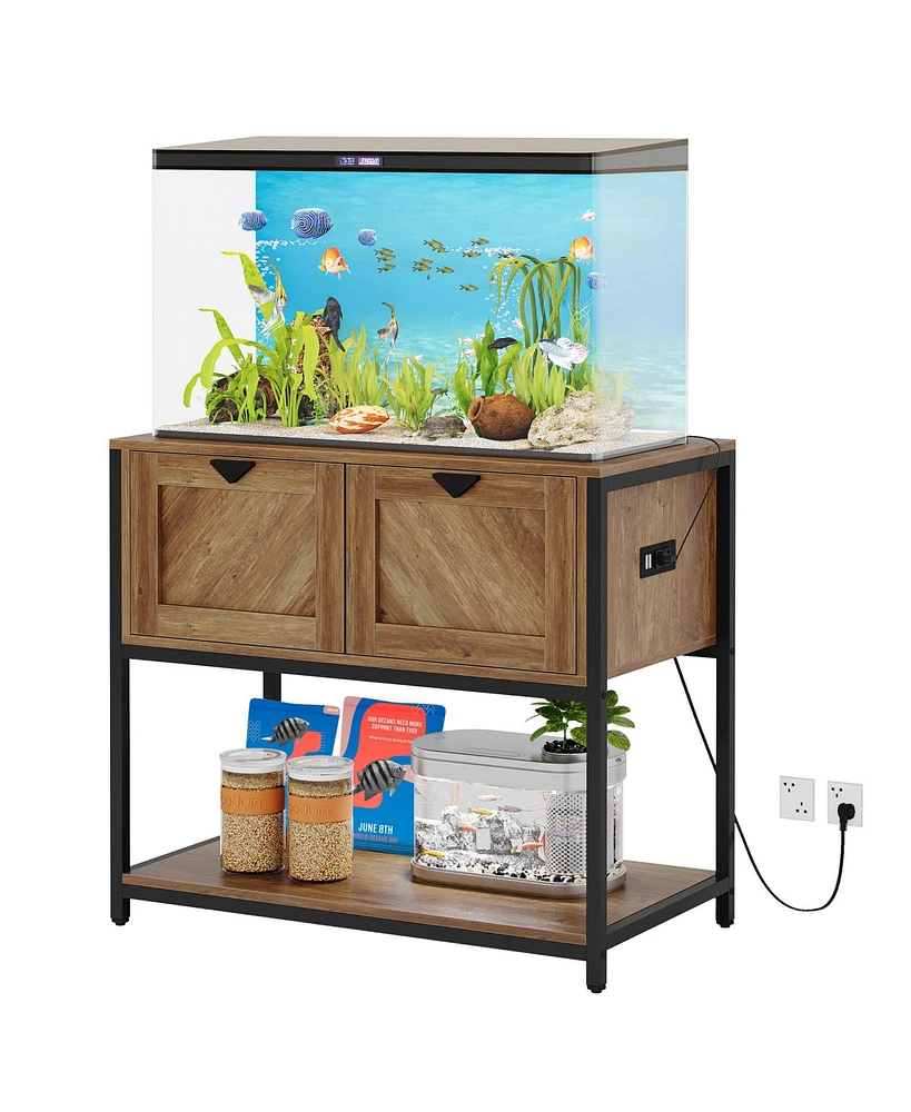 Tribesigns 20-29-37 Gallon Fish Tank Stand with Power Outlets, Large Wood Aquarium Stand with Cabinet Storage, 35.4" L 19.7" W Reptile Terrarium Turtl