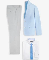 Tommy Hilfiger Big Boys Stretch Sport Coat Stretch Geo Print Shirt Textured Solid Pre Tied Tie Flex Stretch Performance Dress Pants