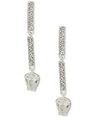 Anne Klein Silver-Tone Stone & Crystal Bar Pear Linear Drop Earrings