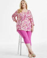 Jm Collection Plus 3/4-Sleeve Top, Exclusively at Macy's