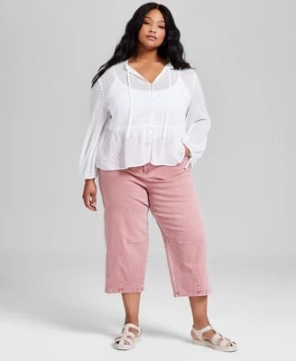 Now This Trendy Plus Size Swiss Dot Button Front Blouse Barrel Leg Jeans Exclusively At Macys