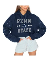 Gameday Couture Women's Navy Penn State Nittany Lions Can't Lose Rhinestone Cropped Pullover Hoodie