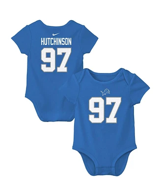 Nike Baby Boys and Girls Aidan Hutchinson Blue Detroit Lions Player Name Number Bodysuit