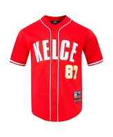 Pro Standard Men's Travis Kelce Red Kansas City Chiefs Mesh Button-Up Baseball Jersey