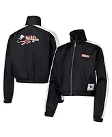 Mitchell & Ness Women's Black Cincinnati Bengals Nylon Cropped Full-Zip Jacket