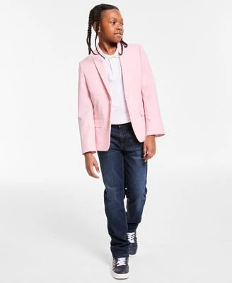 Tommy Hilfiger Big Boys Stretch Linen Look Sport Coat Stretch Polo Collared Shirt Straight Fit Stretch Jeans