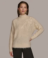 Donna Karan New York Women's Sequin-Applique Mock Neck Sweater