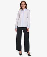 Calvin Klein Women's Cotton Striped-Edge Blouse