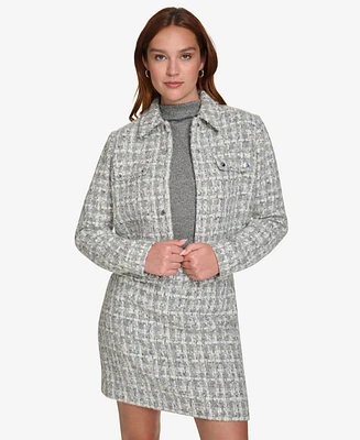 Calvin Klein Women's Tweed Button-Front Jacket