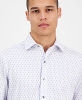 Alfani Men's Slim Fit Long Sleeve Button-Front Dash Diamond Print Shirt, Exclusively at Macy's