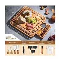 Charcuterie Boards Gift Set - Bamboo Cheese Board Large - House Warming Gifts New Home - Wedding Gifts for Couple, Birthday Gifts for Women