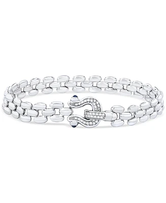 Diamond Horseshoe Clasp Panther Link Chain Bracelet (1/5 ct. t.w.) in Sterling Silver