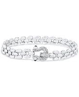 Diamond Horseshoe Clasp Panther Link Chain Bracelet (1/5 ct. t.w.) in Sterling Silver