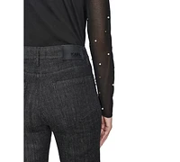 Karl Lagerfeld Paris Women's Faux-Pearl-Embellished Straight-Leg Jeans