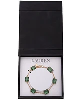 Lauren Ralph Gold-Tone Square Stone Flex Bracelet