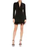 Mac Duggal Women's Ieena Feathered Trim Tuxedo Dress