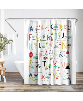 Americanflat 71x74 Kids Hand Drawn Alphabet Shower Curtain - 100% Polyester Shower Curtain