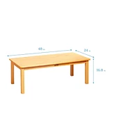 ECR4Kids 24in x 48in Rectangular Hardwood Table with 16in Legs and Four 8in Chairs, Honey