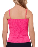 Swim Solutions Women's Paisley-Print Tunnel Tankini Top, Exclusively at Macy's