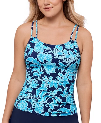 Swim Solutions Women's Printed Tunnel Tankini Top, Exclusively at Macy's