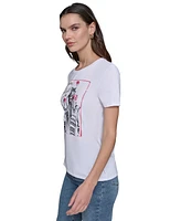 Karl Lagerfeld Paris Women's Sketch Girl Graphic T-Shirt