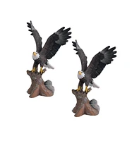 Fc Design "2-pc Gift Set" 7"H Eagle Landing on Tree Trunk Figurine Statue Ornament Home Room Office Decor and Perfect Gift Ideas for Housewarming, Hol