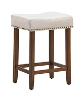 Gouun Set of 2 Nailhead Saddle Bar Stools 24 Inch Height