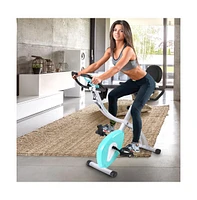 SereneLife Folding Digital Exercise Bike with Pulse Monitor and Resistance Bands
