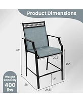 Gouun Outdoor Counter Stools Set of 2 Heavy-Duty Barstools with Footrest and Armrests