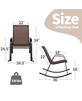 Gouun Set of 2 Heavy-Duty Metal Patio Rocking Chair with Breathable Seat Fabric