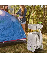 Yescom 45L Portable Camping Sink with Soap Dispenser & Towel Holder with Pump Safe Mobile Sink for Rv Travel Outdoor