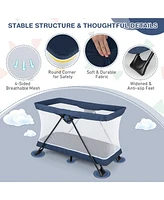 Gymax Foldable Newborn Baby Infant Toddler Playard Playpen Travel Crib Nursery Center