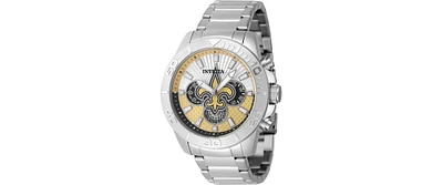 Invicta Men's 47945 Nfl New Orleans Saints Quartz Multifunction Beige, Silver Dial Watch