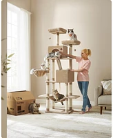 Slickblue 66.1-Inch Large Cat Tree Tower with 13 Scratching Posts for Play and Climbing Fun