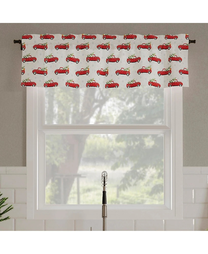 No. 918 Christmas Pickup Truck Semi-Sheer Rod Pocket Kitchen Curtain Valance